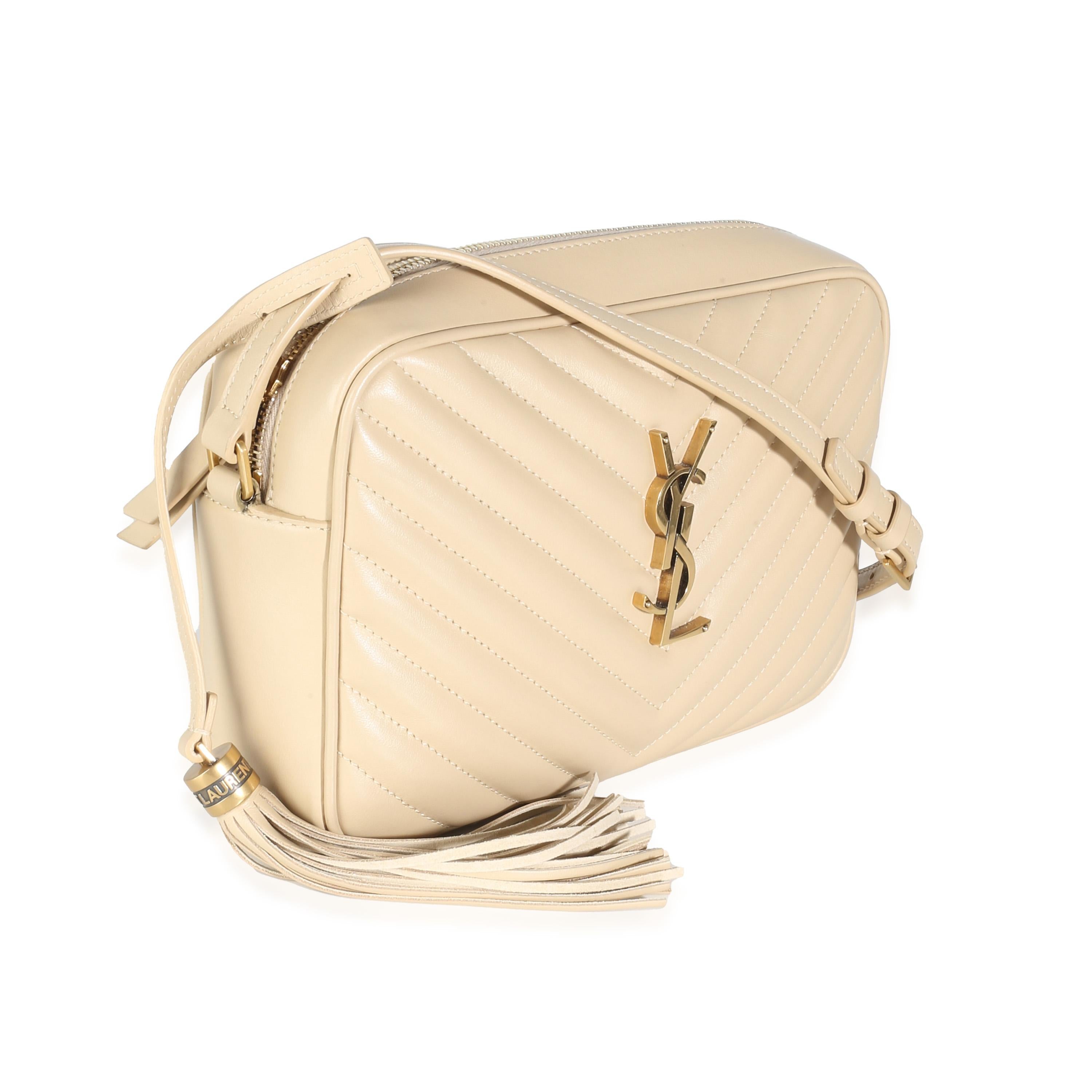 White Saint Laurent Avorio Calfskin Matelasse Lou Camera Bag
