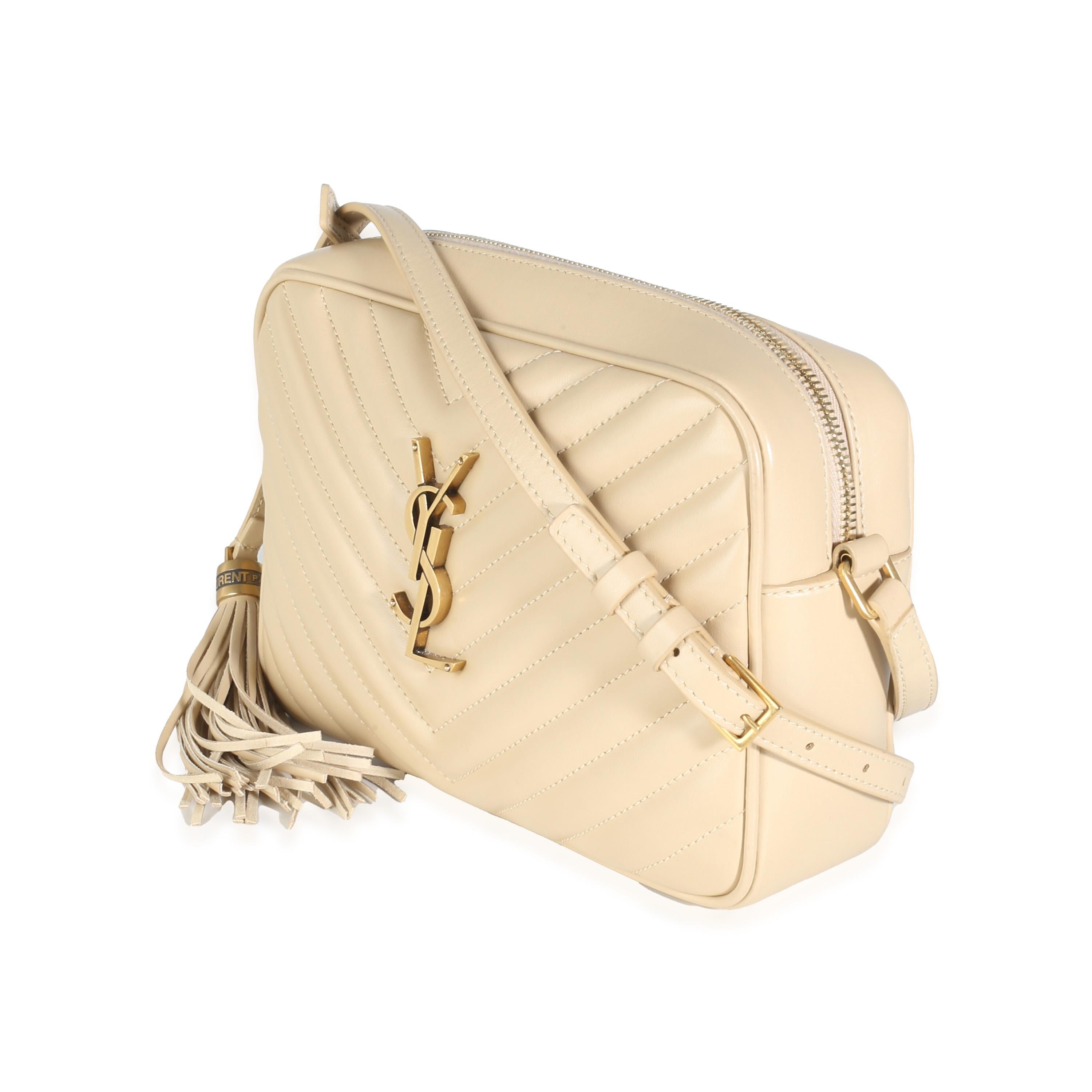 Saint Laurent Avorio Calfskin Matelasse Lou Camera Bag In Excellent Condition In New York, NY