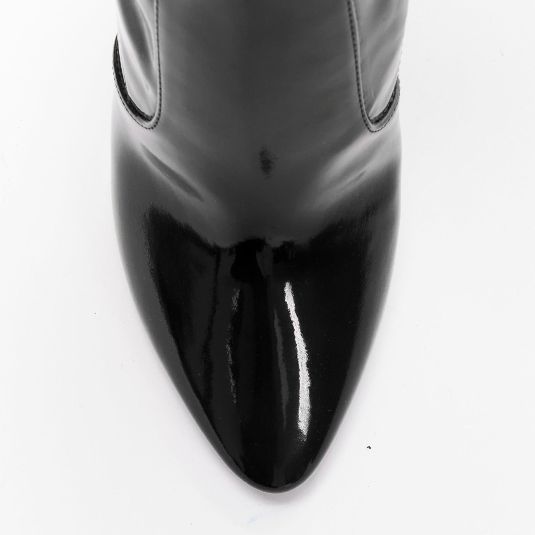 SAINT LAURENT Aylah 110 Runway black vinyl thigh high boots EU37 For Sale 2