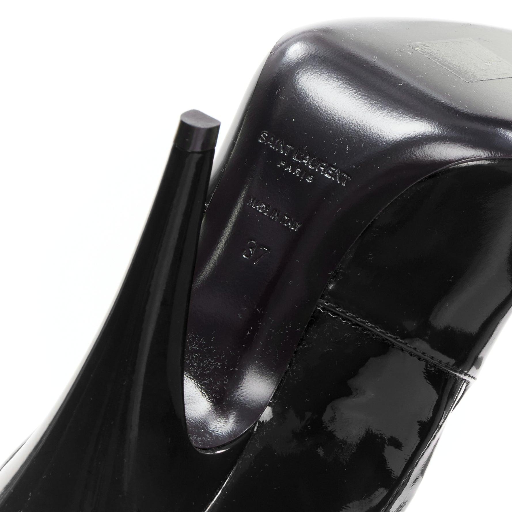 SAINT LAURENT Aylah 110 Runway black vinyl thigh high boots EU37 For Sale 5