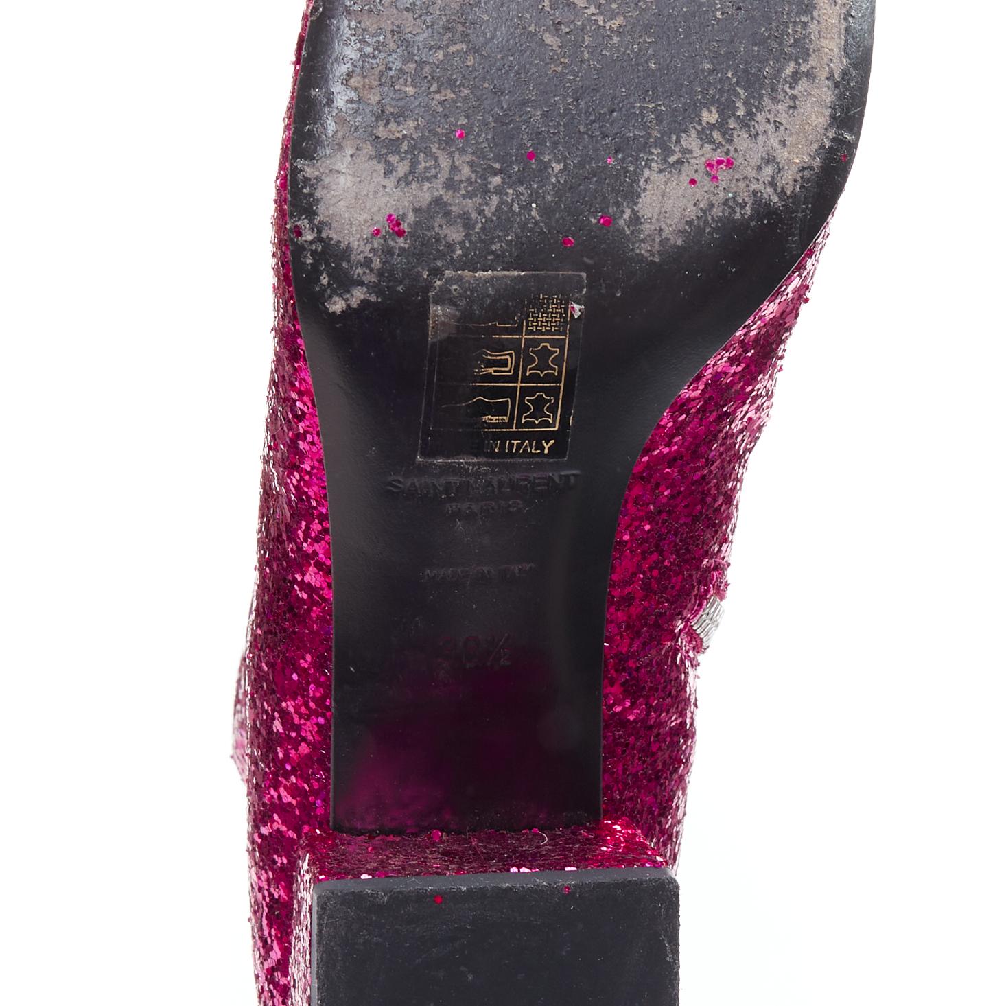 SAINT LAURENT Babies 40mm hot pink glitter chunky heel chelsea boots EU38.5 en vente 6
