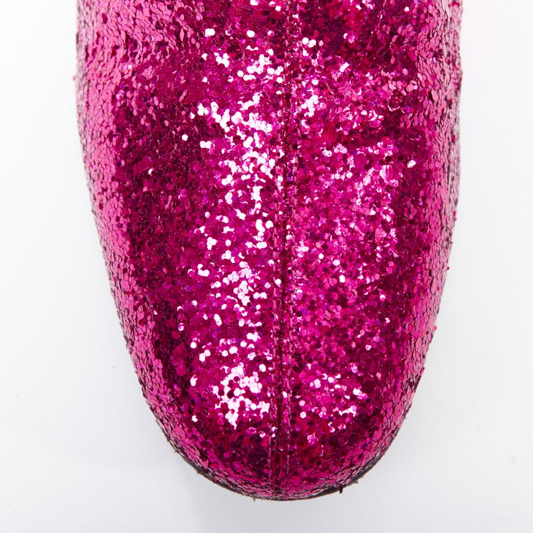 SAINT LAURENT Babies 40mm hot pink glitter chunky heel chelsea boots EU38.5 en vente 2