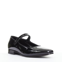 SAINT LAURENT Babies black patent grosgrain trim maryjane flats EU37.5