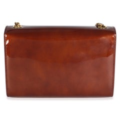 Saint Laurent Baby Brown Patent Monogram Small Kate Chain Bag