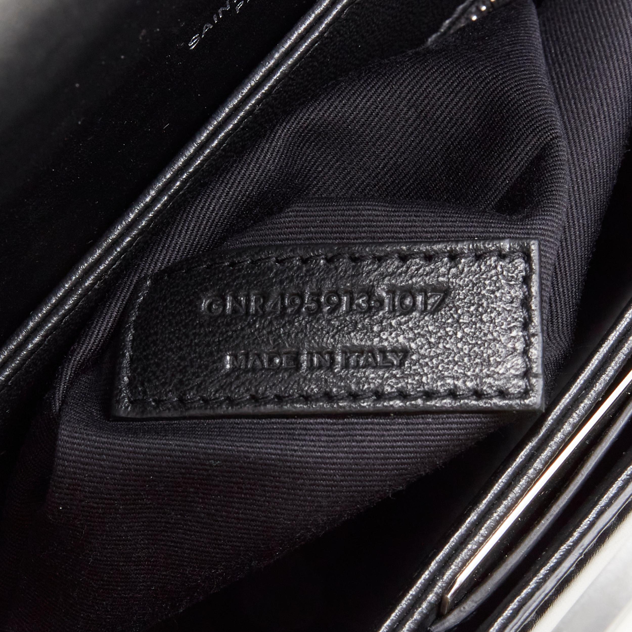 SAINT LAURENT Babylone black leather top handle push clasp flap crossbody bag For Sale 5