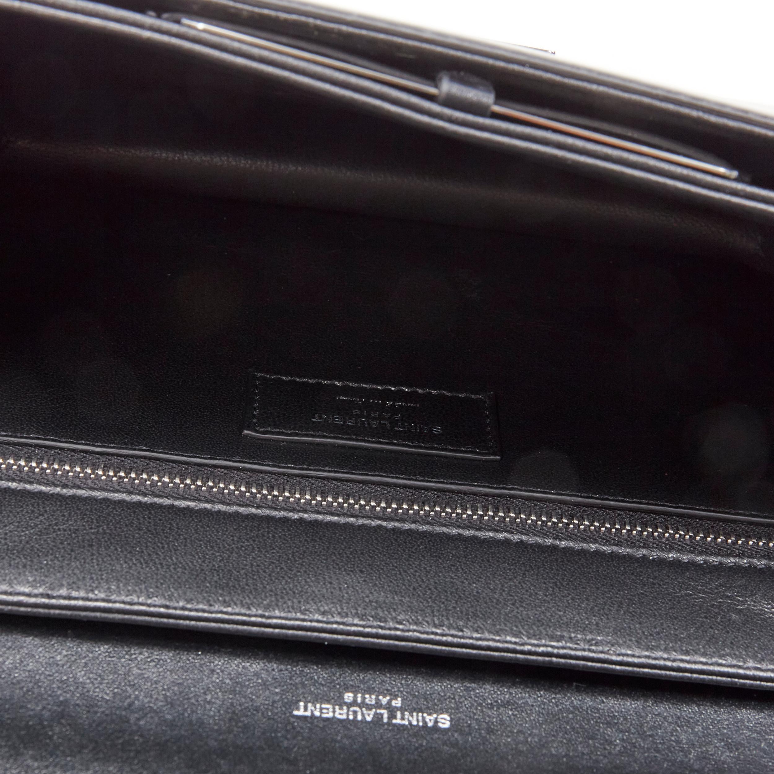 SAINT LAURENT Babylone black leather top handle push clasp flap crossbody bag For Sale 6