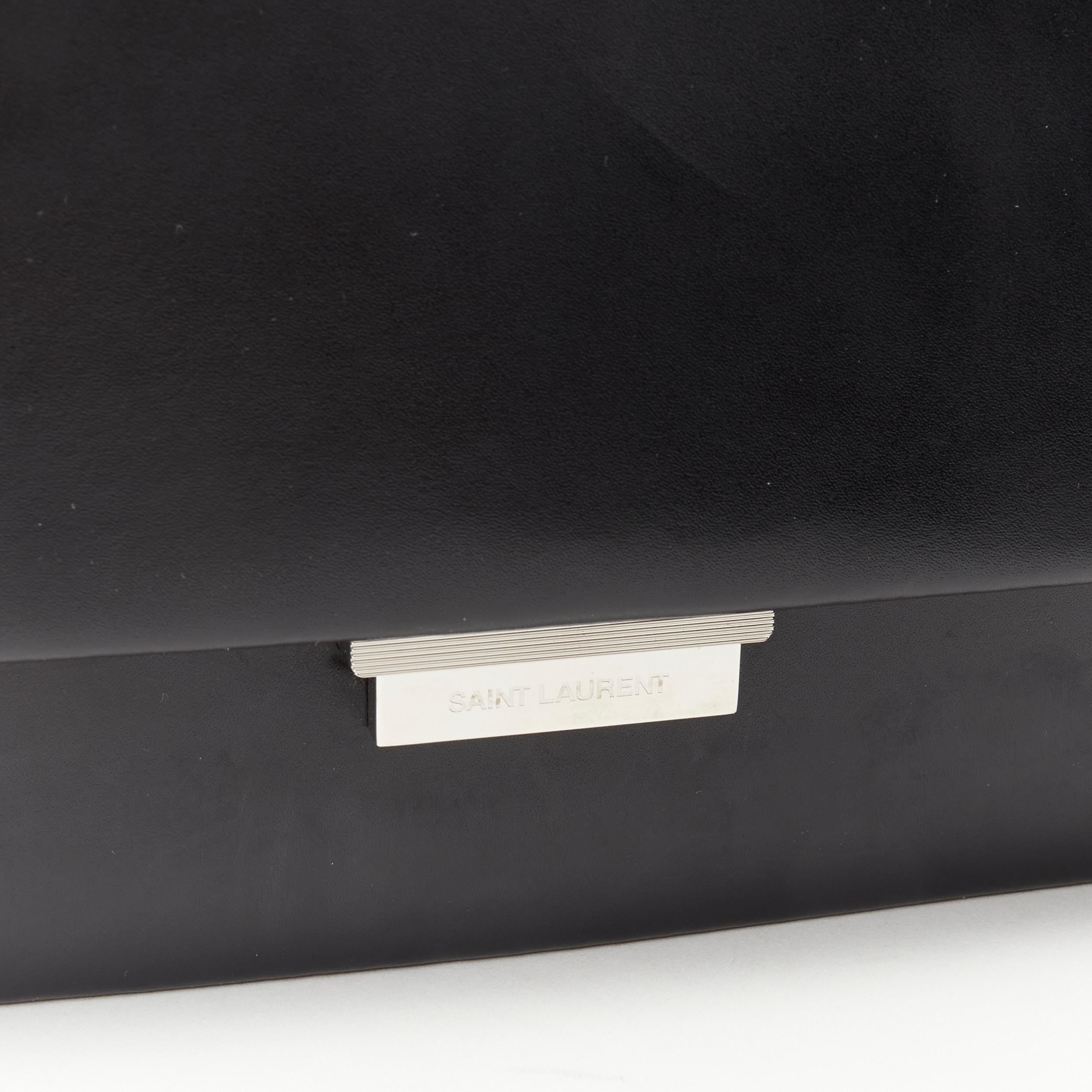 SAINT LAURENT Babylone black leather top handle push clasp flap crossbody bag For Sale 1