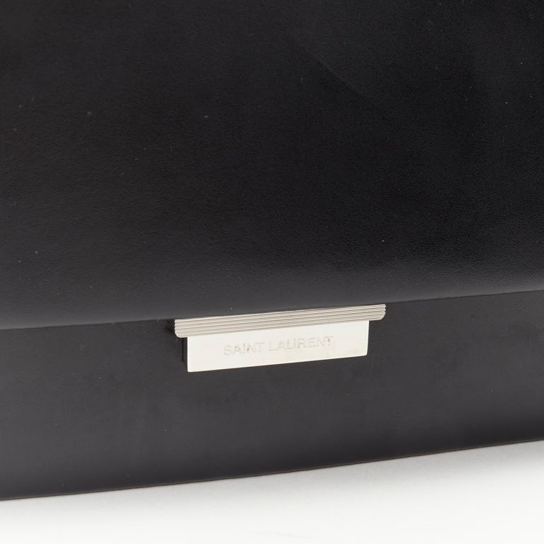 SAINT LAURENT Babylone black leather top handle push clasp flap crossbody  bag For Sale at 1stDibs