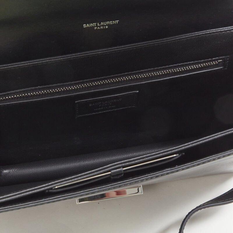 SAINT LAURENT Babylone black smooth leather top handle  flap crossbody bag For Sale 6