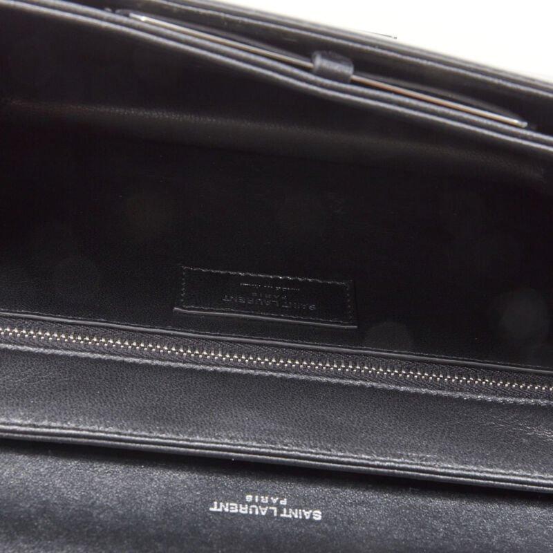 SAINT LAURENT Babylone black smooth leather top handle  flap crossbody bag For Sale 8