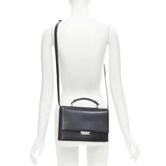 SAINT LAURENT Babylone poignée supérieure en cuir lisse noir sac à bandoulière à rabat