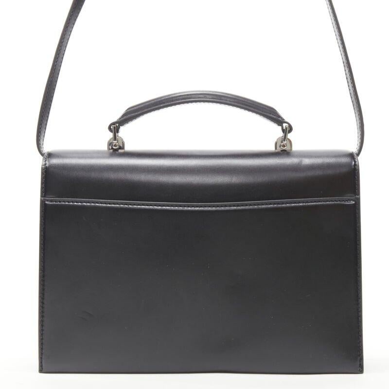 SAINT LAURENT Babylone black smooth leather top handle  flap crossbody bag For Sale 1