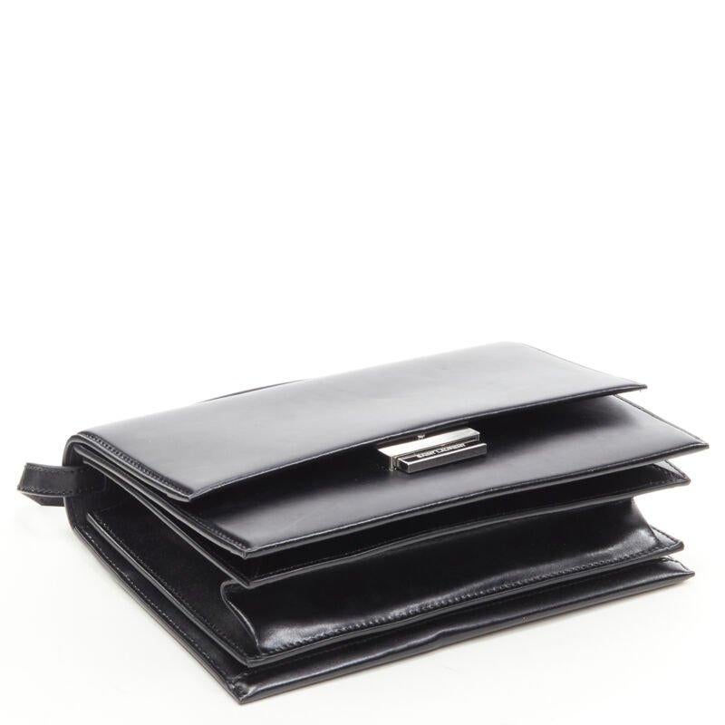 SAINT LAURENT Babylone black smooth leather top handle  flap crossbody bag For Sale 2