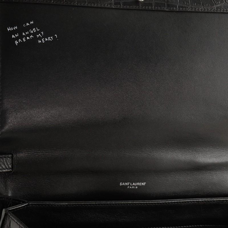 Black Saint Laurent Babylone Top Handle Bag Crocodile Embossed Leather Medium