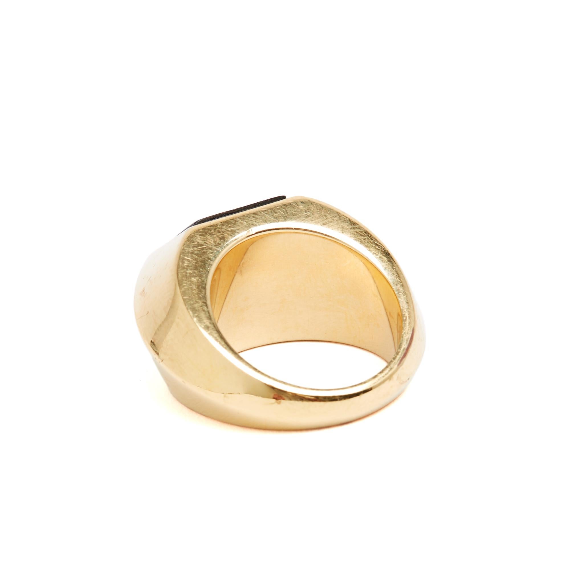 Saint Laurent Bague Chevaliere TDD54 Onyx Opyum Signet Ring US7 YSL Excellent état - En vente à PARIS, FR