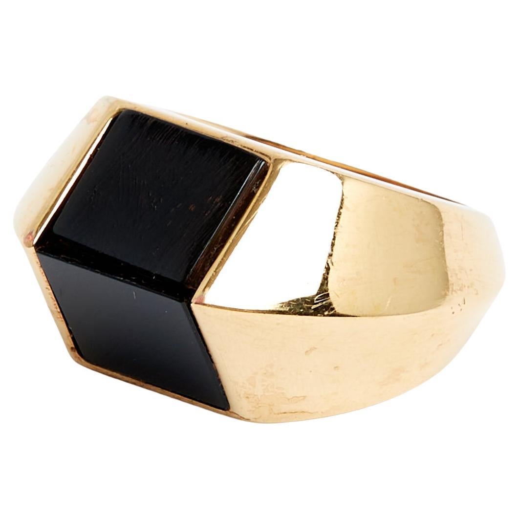 Saint Laurent Bague Chevaliere TDD54 Onyx Opyum Signet Ring US7 YSL