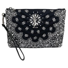Saint Laurent Bandana Black Monogram Wristlet Pouch Bag