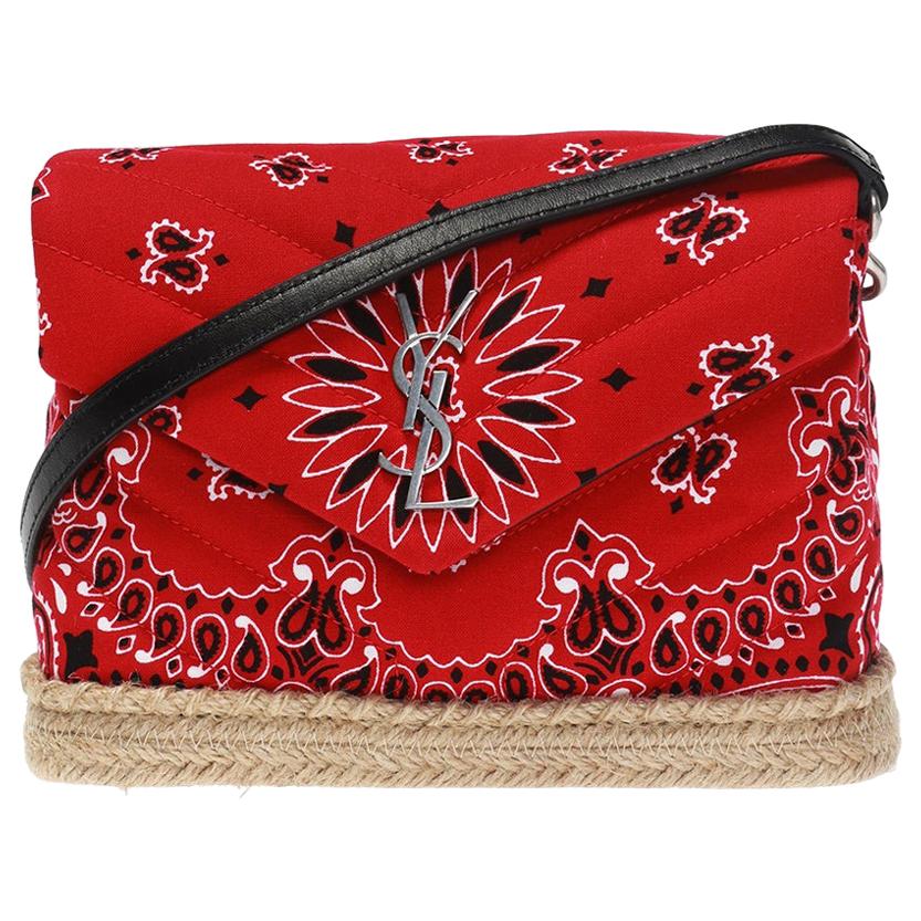 Saint Laurent - Jouet Espadrille Loulou rouge imprimé bandana