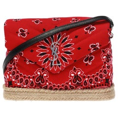 Saint Laurent Rotes Espadrille-Spielzeug mit Bandana-Druck Loulou