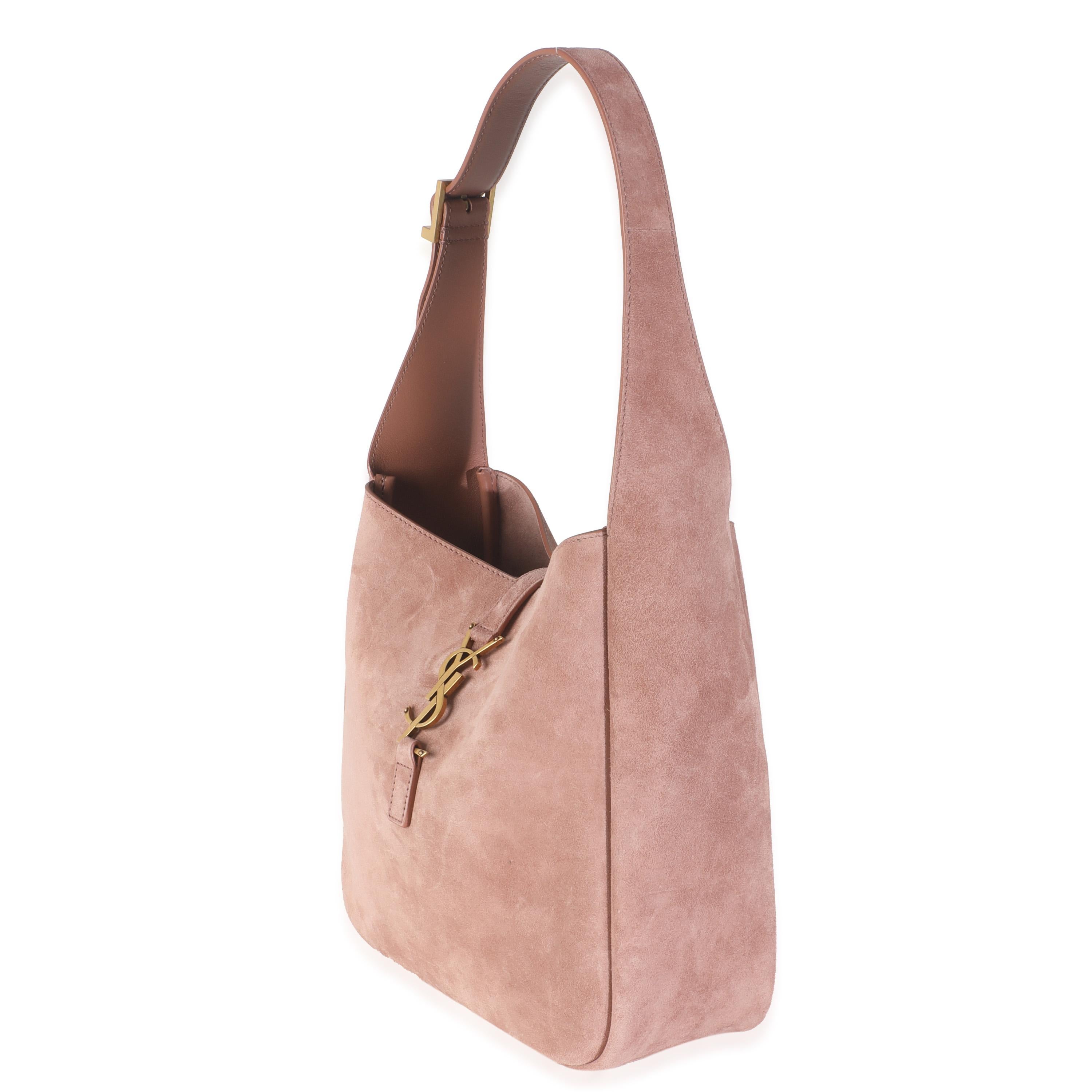 Saint Laurent Barely Rosa Geschmeidige Wildleder Kleine Le 5 A 7 Soft Hobo im Zustand „Hervorragend“ im Angebot in New York, NY