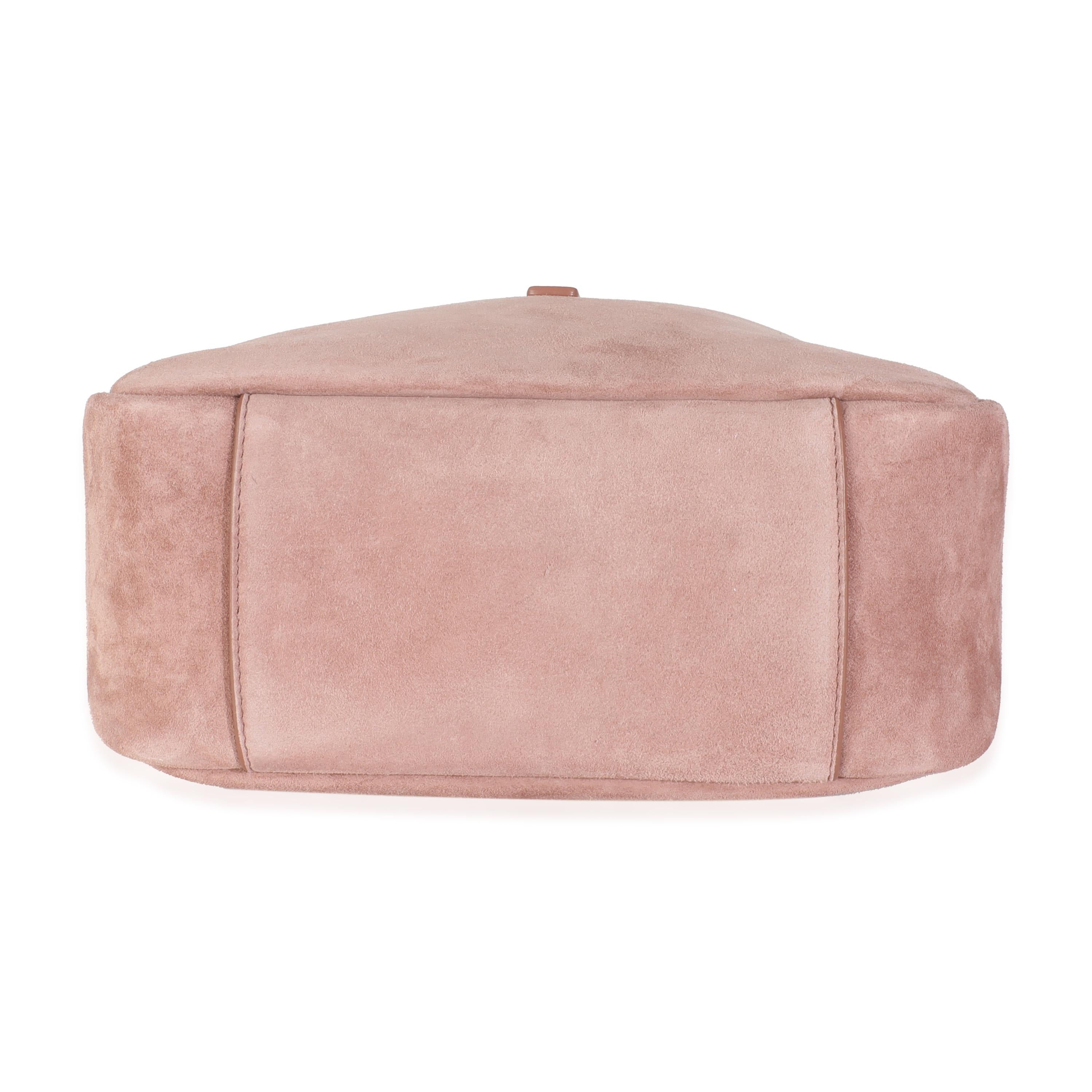 Saint Laurent Barely Rosa Geschmeidige Wildleder Kleine Le 5 A 7 Soft Hobo im Angebot 2