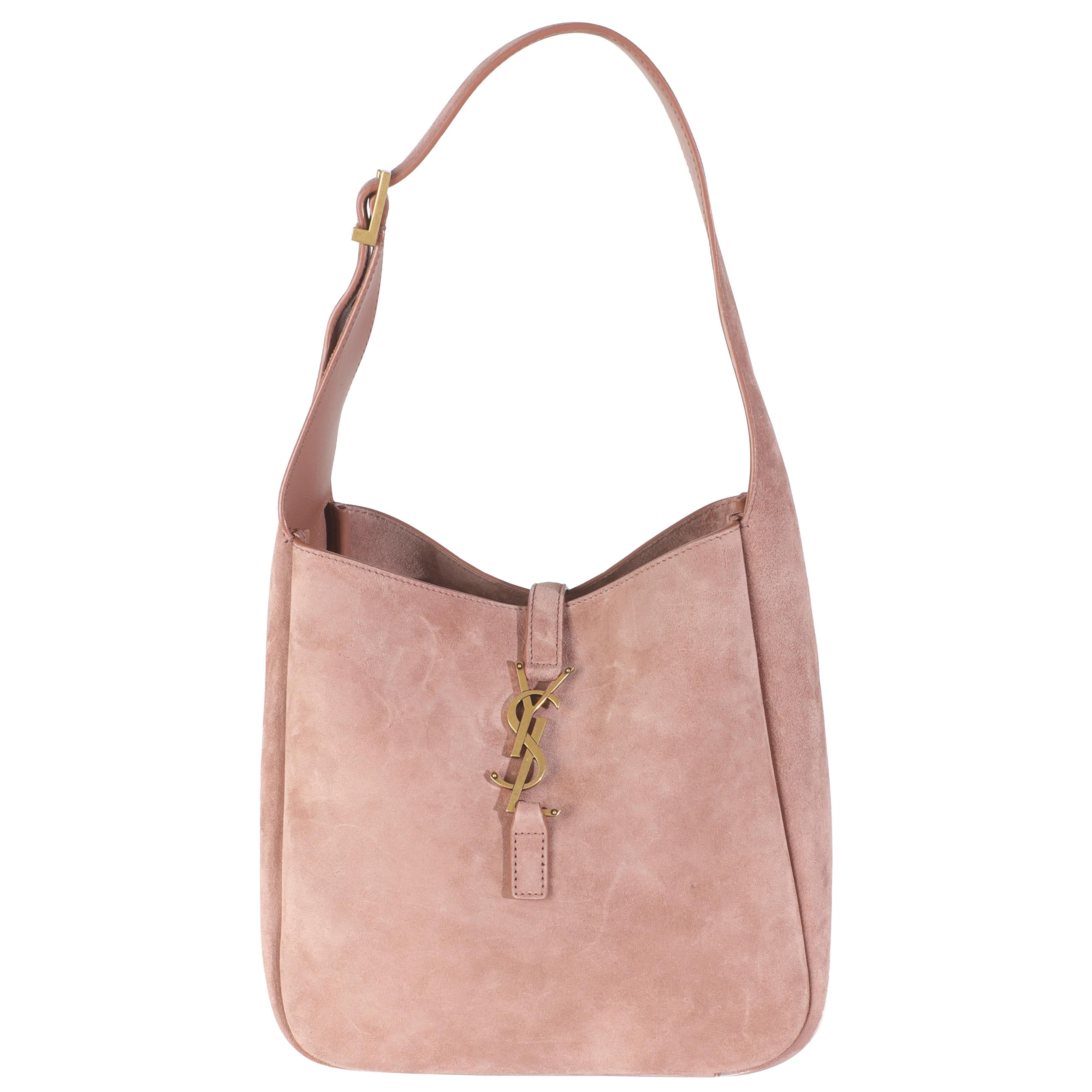 Saint Laurent Hobo pequeño de ante flexible rosa palo Le 5 A 7 Soft en venta