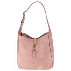 Saint Laurent Petit Hobo Le 5 A 7 Soft en daim souple rose pâle