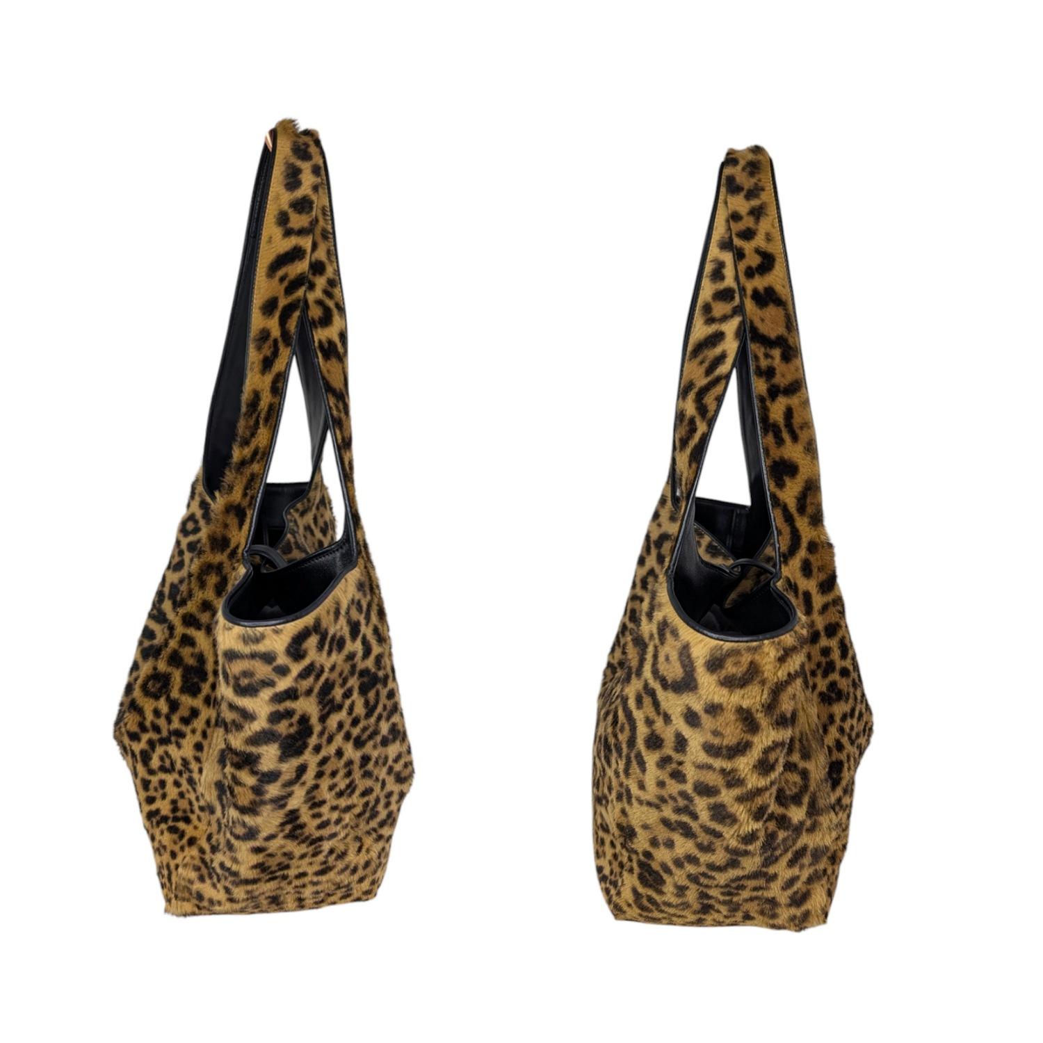 Saint Laurent Bea YSL Leopard-Print Pony Hair Tote In Good Condition In Scottsdale, AZ
