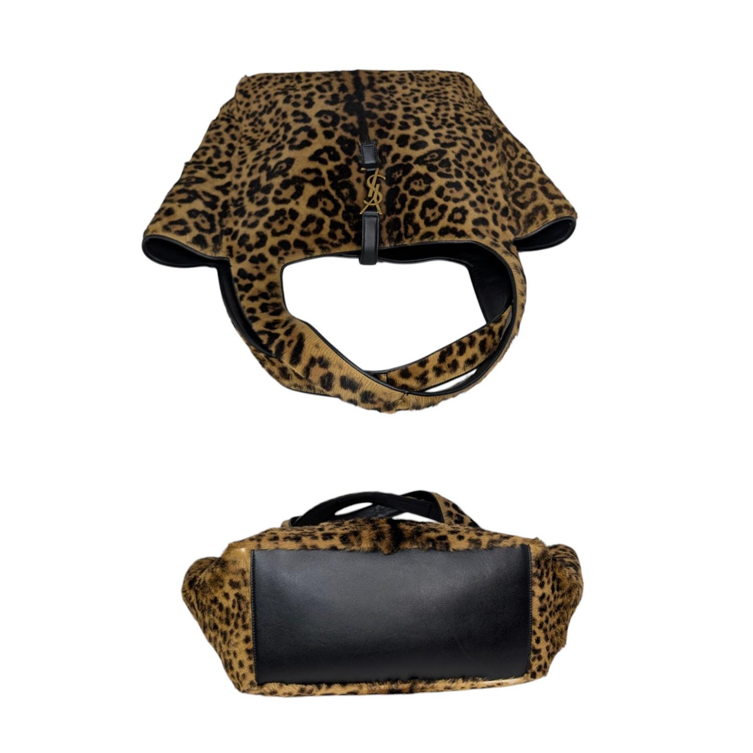 Women's or Men's Saint Laurent Bea YSL Leopard-Print Pony Hair Tote
