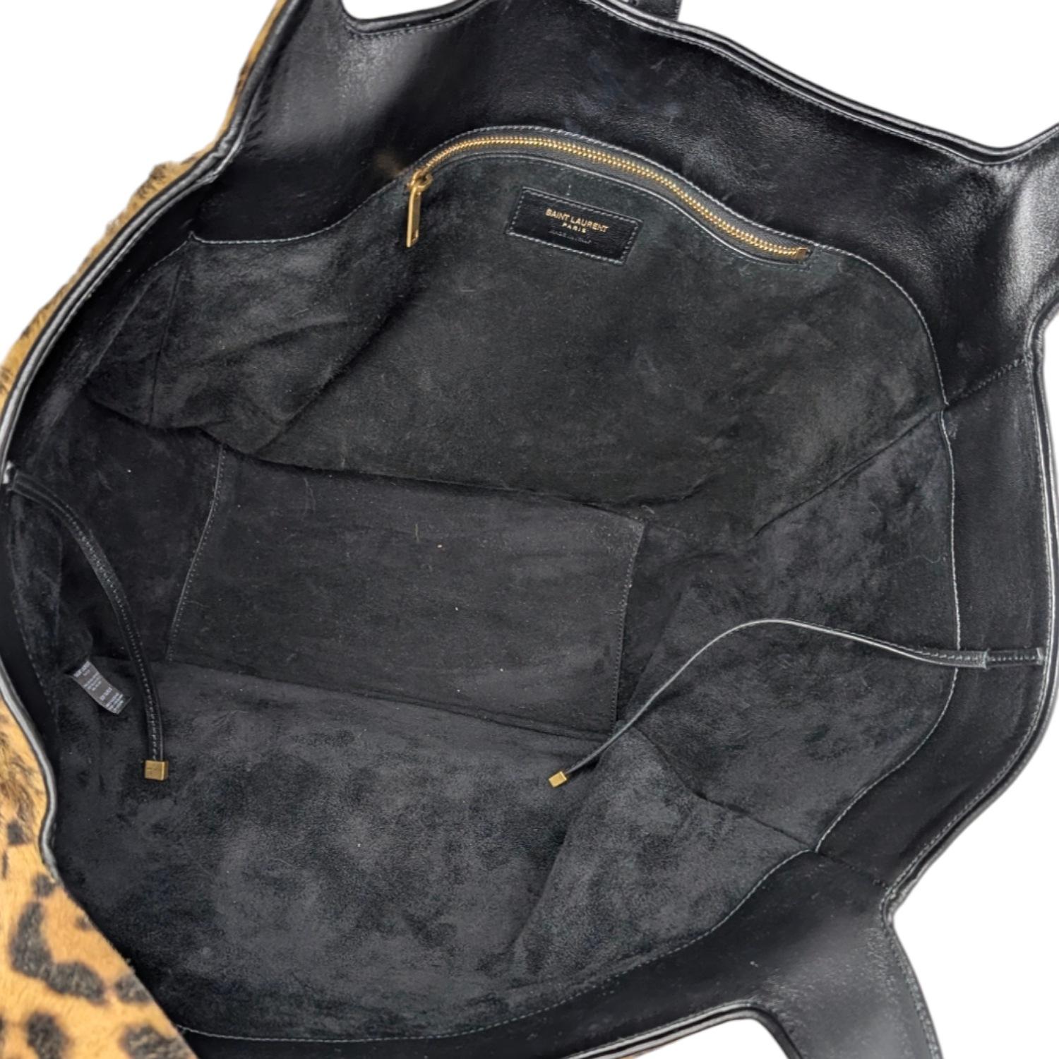 Saint Laurent Bea YSL Leopard-Print Pony Hair Tote 1