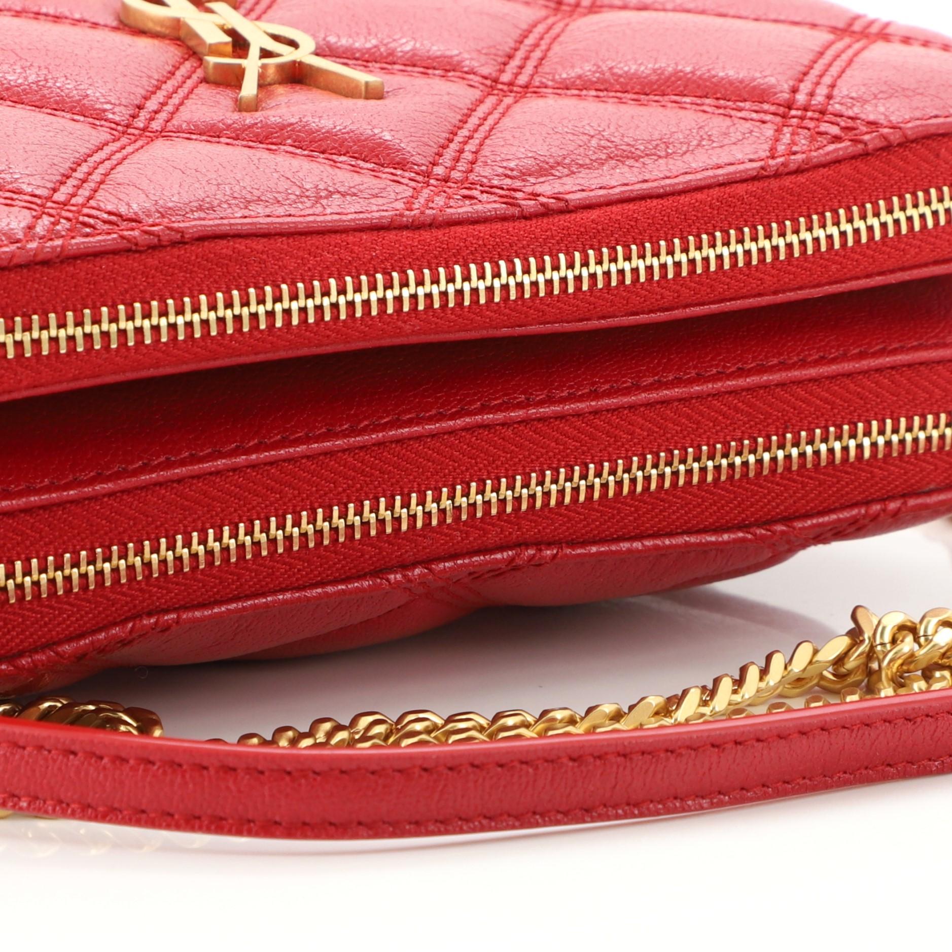 Saint Laurent Becky Double Zip Crossbody Pouch Quilted Leather