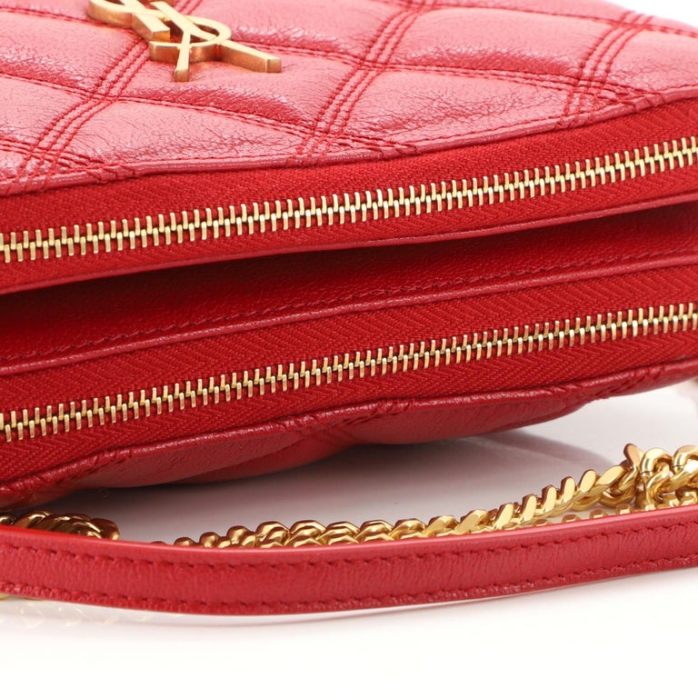 Saint Laurent Becky Double Zip Crossbody Pouch Quilted Leather Mini at ...
