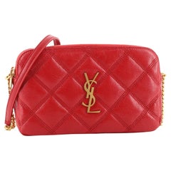 Saint Laurent Becky Double Zip Crossbody Pouch Quilted Leather Mini