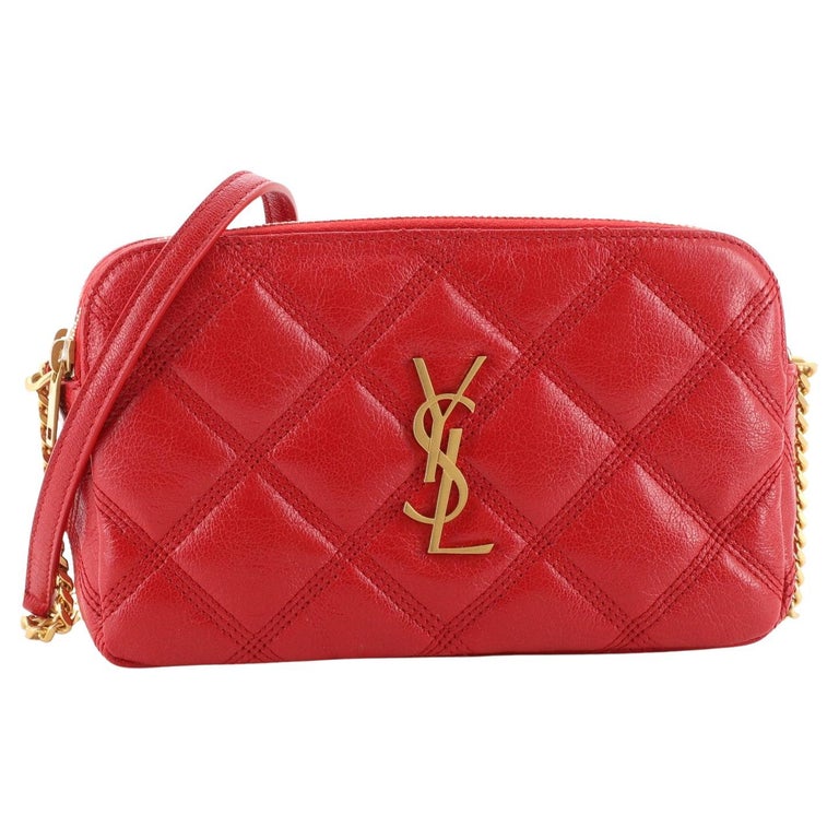 Saint Laurent Becky Double Zip Crossbody Pouch Quilted Leather Mini at