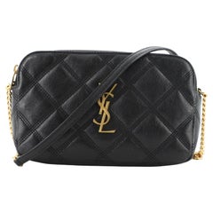 Saint Laurent Becky Double Zip Crossbody Pouch Quilted Leather Mini