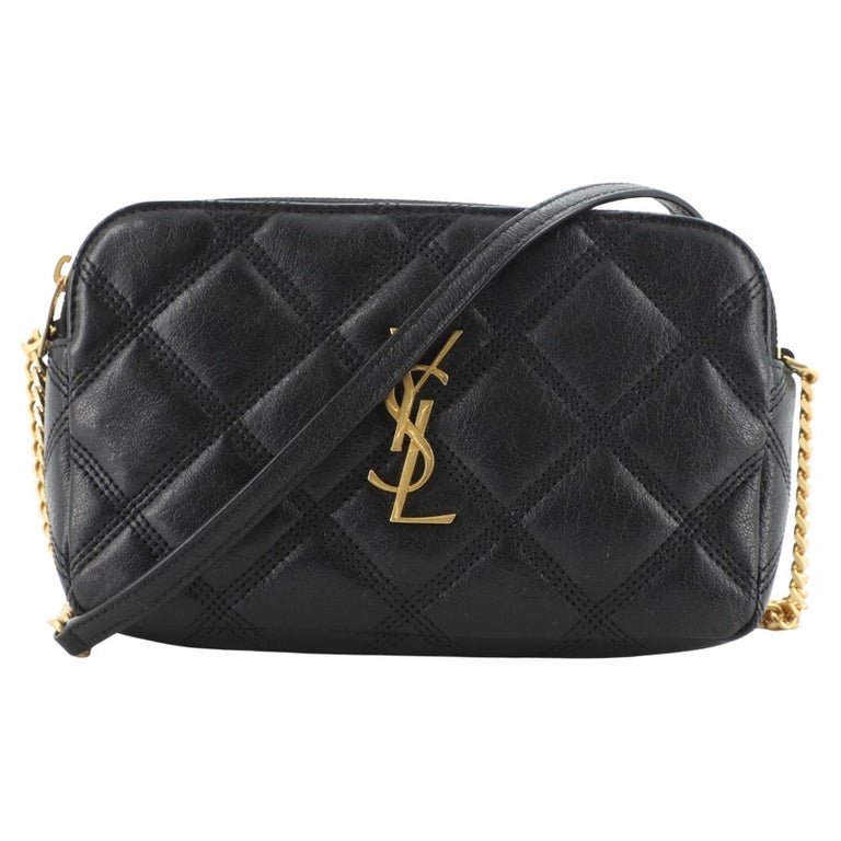 Saint Laurent Monogram Chevron-quilted Leather Cross-body Bag in Black