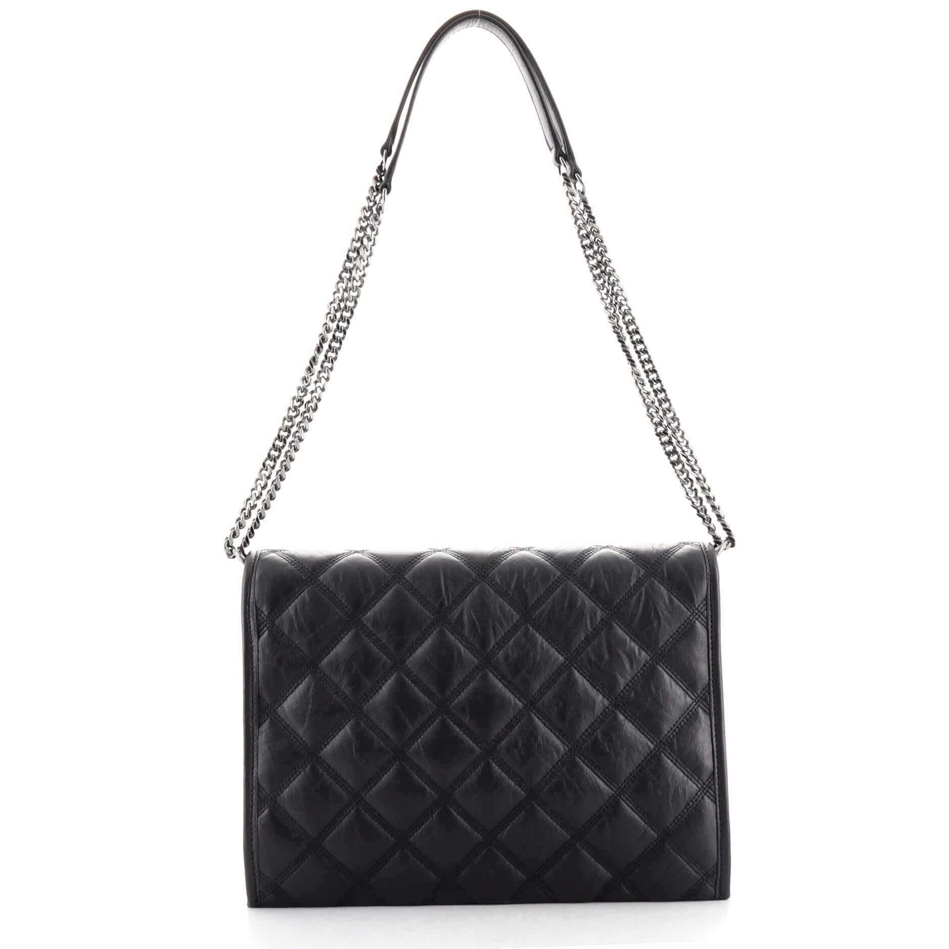 Black Saint Laurent Becky Shoulder Bag Quilted Leather Small Exterior Material: