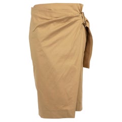 Saint Laurent Beige Belted Wrap Midi Skirt Size M