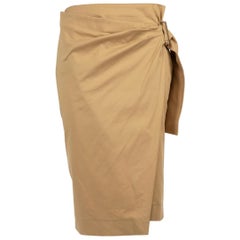 Saint Laurent Beige Belted Wrap Midi Skirt Size M