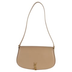 Saint Laurent Beige Box Calfskin Mini Voltaire Shoulder Bag