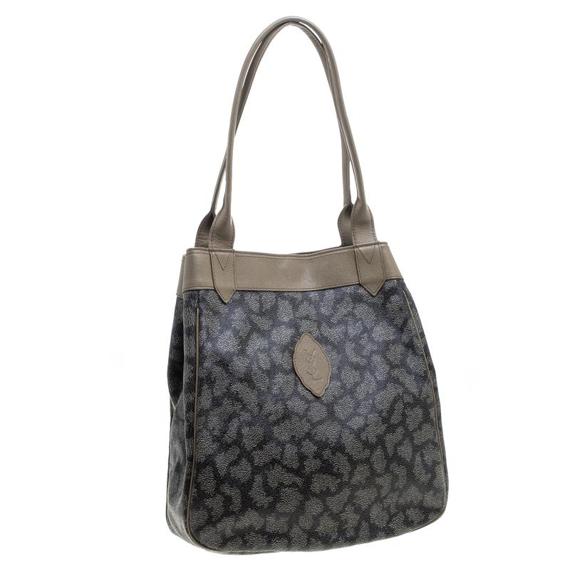 Saint Laurent Beige/Brown Printed Coated Canvas Tote 6