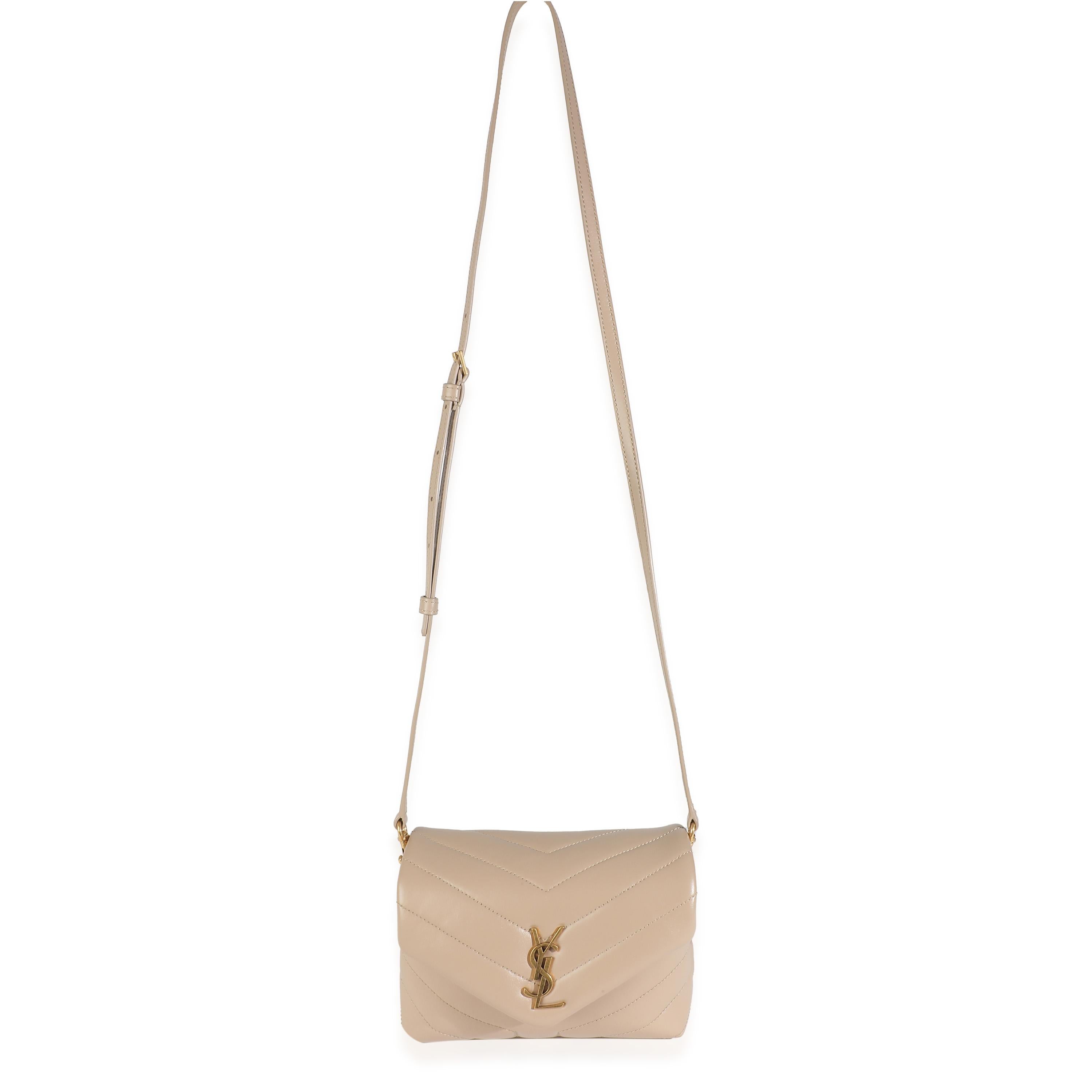 Saint Laurent Toy Loulou in pelle di vitello beige in vendita 1