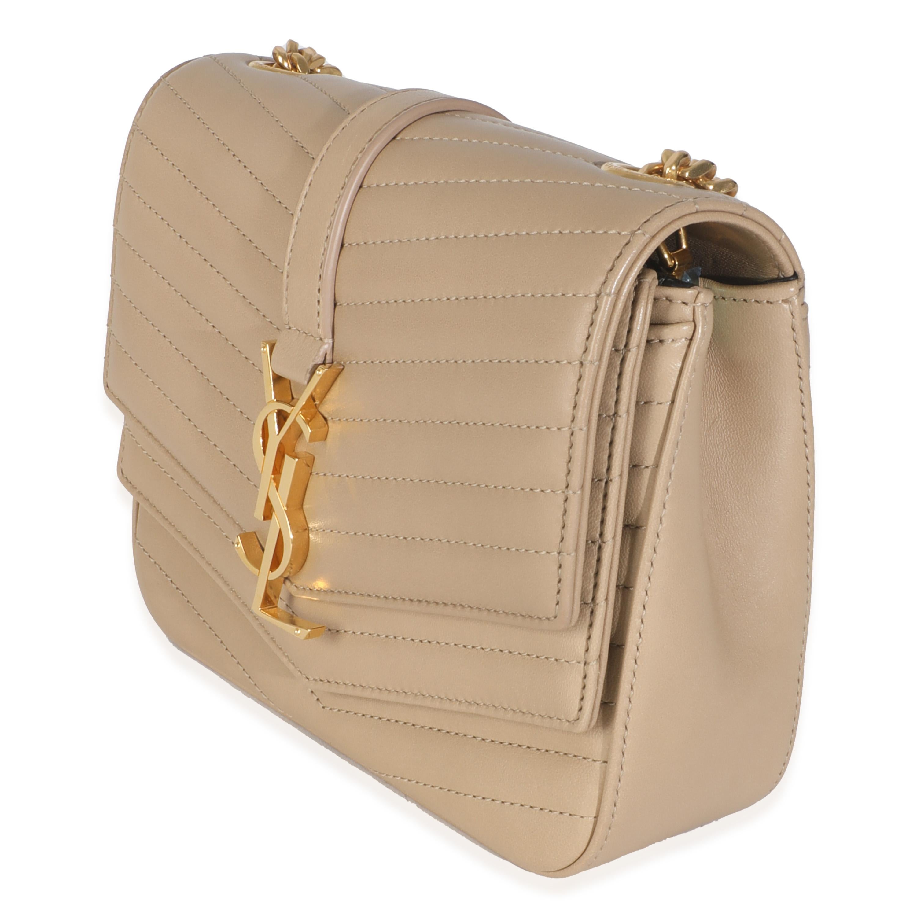 Women's Saint Laurent Beige Chevron Quilted Lambskin Mini Sulpice For Sale