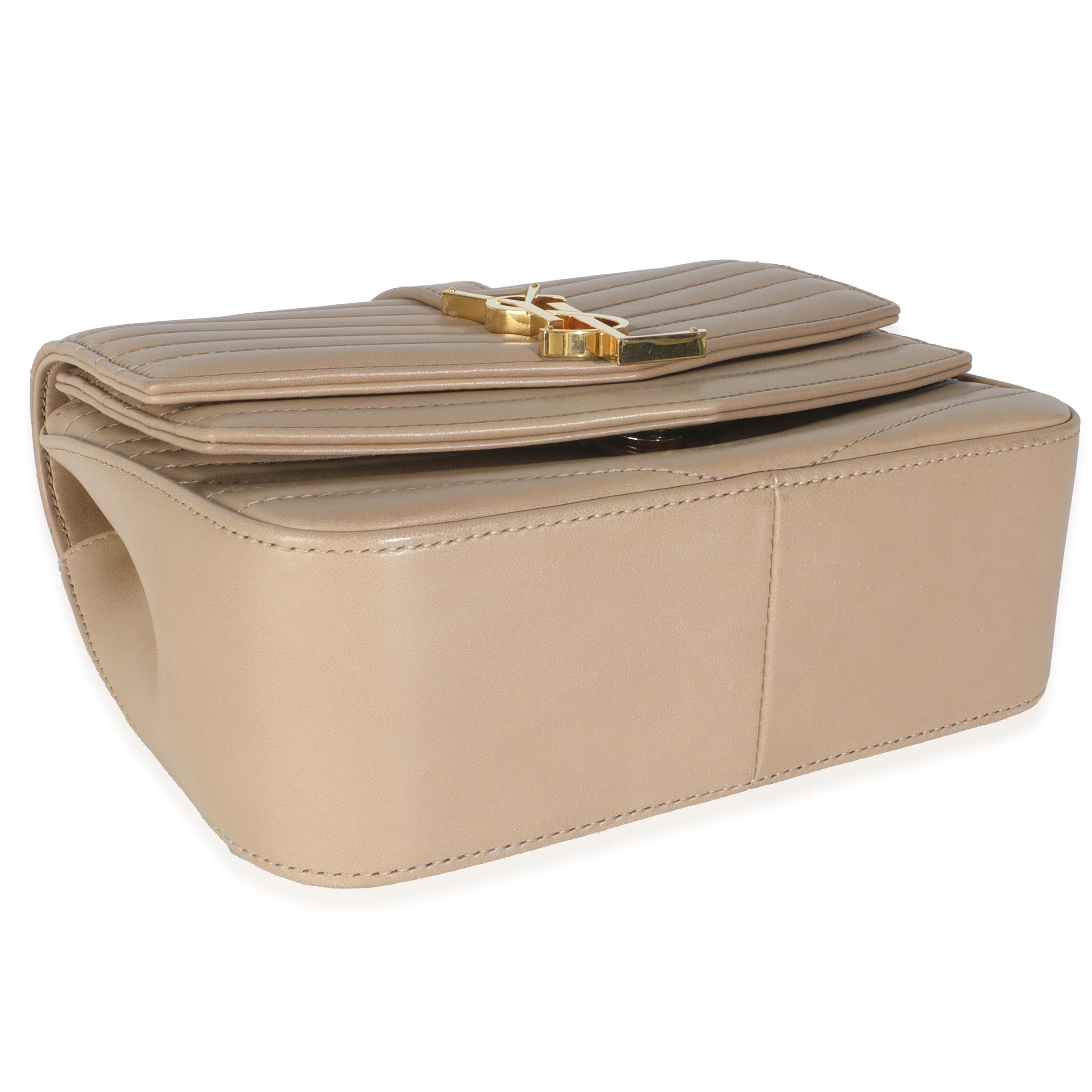 Saint Laurent Beige Chevron Quilted Lambskin Mini Sulpice For Sale 1