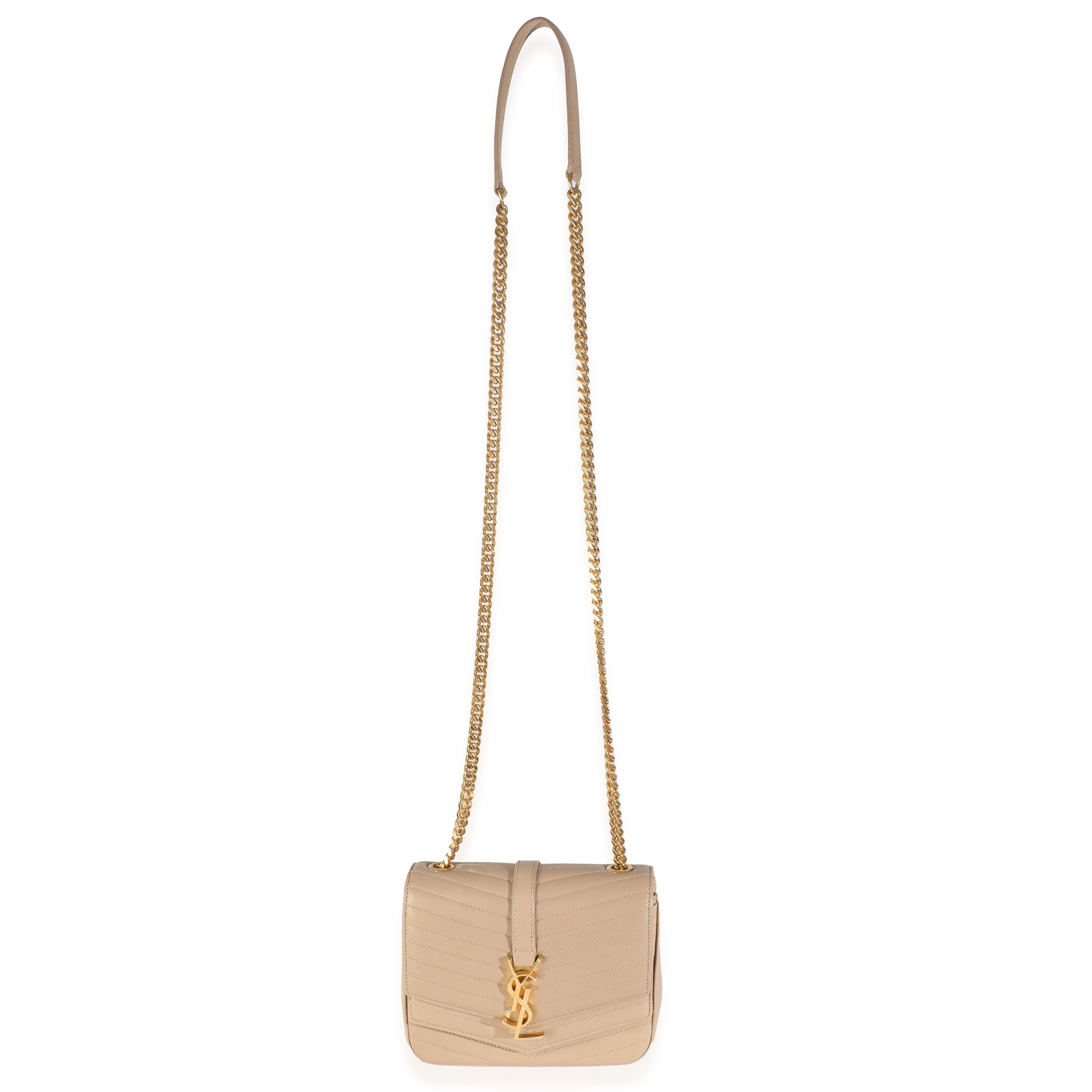 Saint Laurent Beige Chevron Quilted Lambskin Mini Sulpice For Sale 2