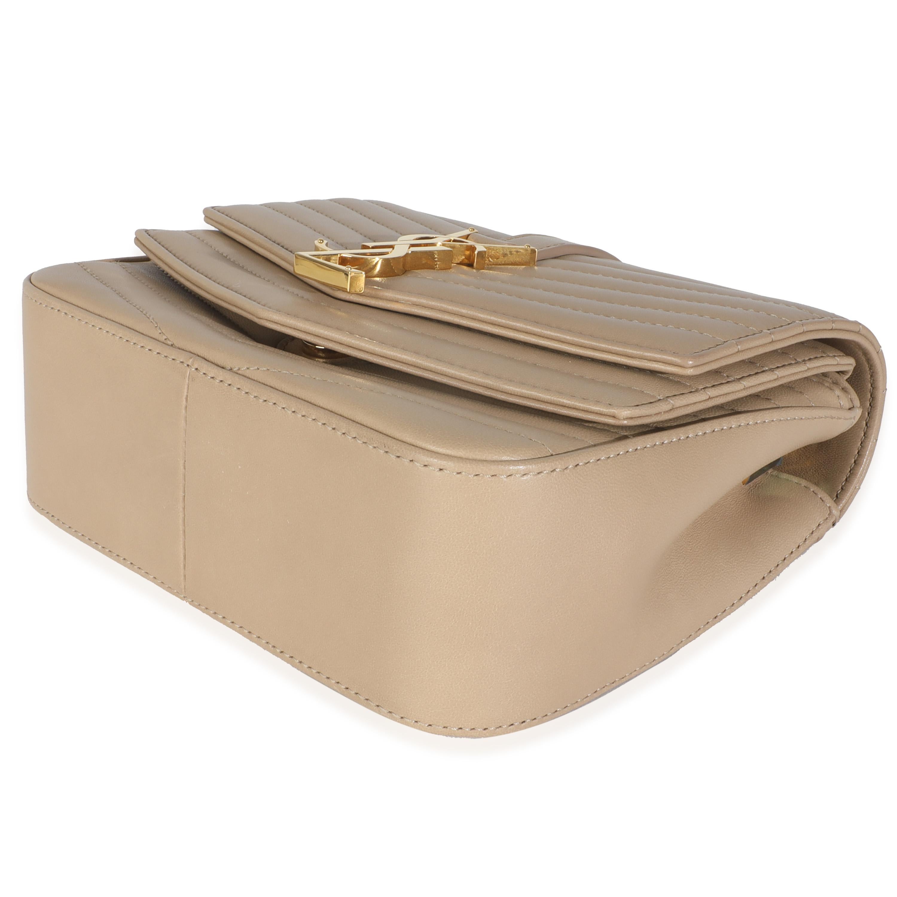 Saint Laurent Beige Chevron Quilted Lambskin Mini Sulpice For Sale 3