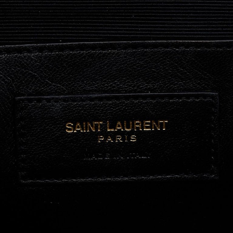 Saint Laurent Black Chevron Quilted Leather Monogram Envelope Shoulder Bag  Saint Laurent Paris