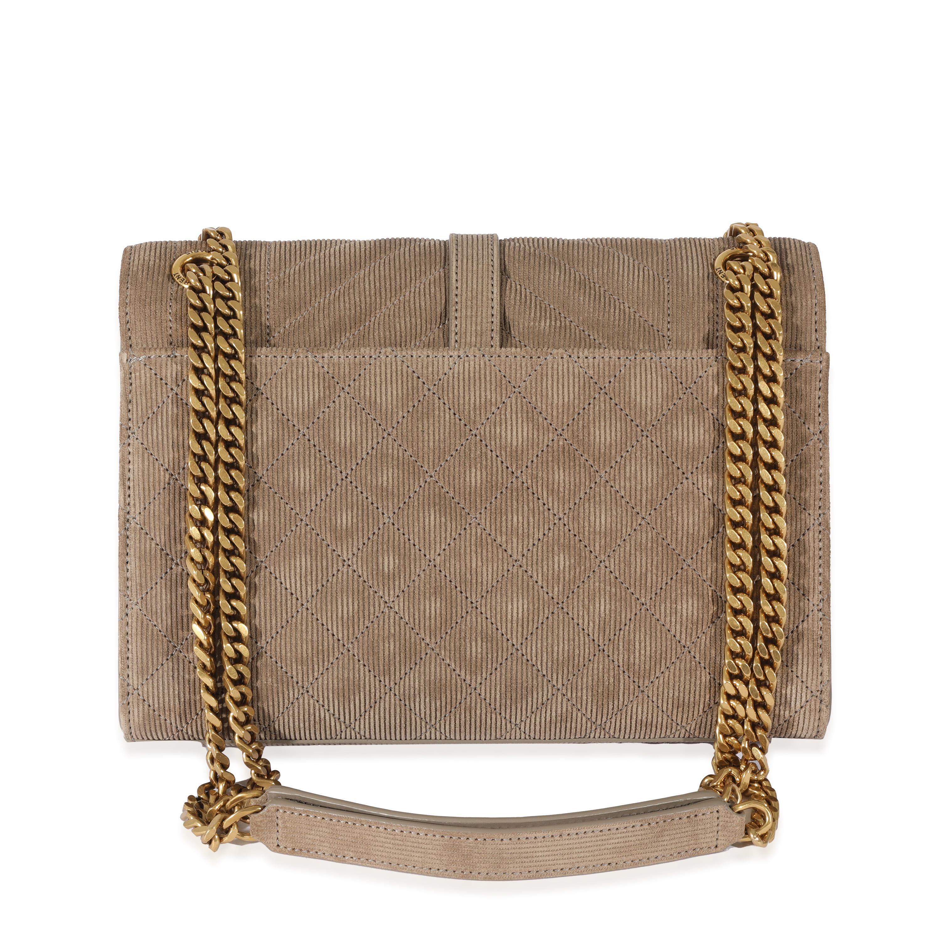 Saint Laurent Beige Corduroy In The Mix Envelope Chain Bag In Excellent Condition In New York, NY