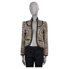 SAINT LAURENT beige cotton 2015 STUDDED PAISLEY QUILTED Jacket 38 S