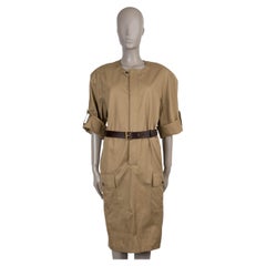 SAINT LAURENT beige cotton 2024 BELTED TWILL SAFARI Dress 38 S
